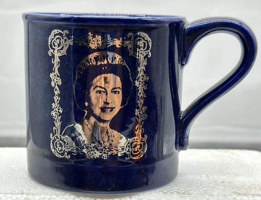 1977 Cobalt Blue MUG To Commemorate the Silver Jubilee' Queen Coronation 5482