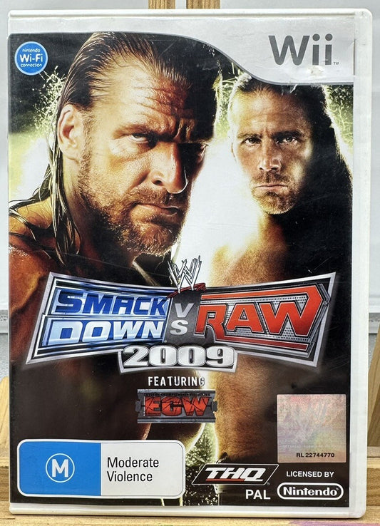 Smackdown Vs Raw 2009 Featuring ECW PAL Nintendo Wii Complete Game 5488