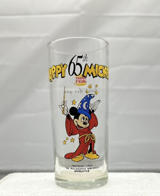 Hungry Jacks Mickey Mouse 65th Birthday Glass In Good Condition 9cm - 4966
