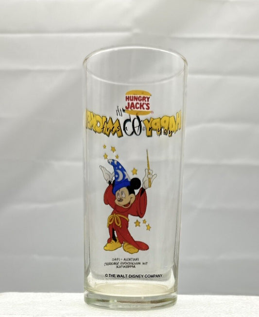 Hungry Jacks Mickey Mouse 65th Birthday Glass In Good Condition 9cm - 4966