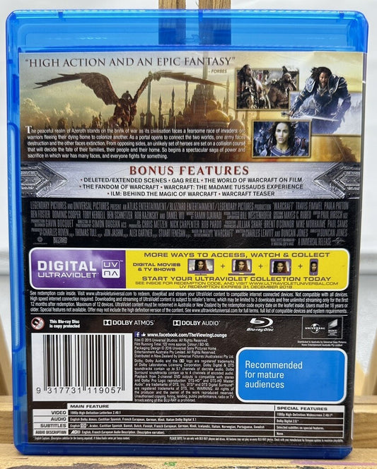 Warcraft The Beginning Blu-Ray In Good Condition
