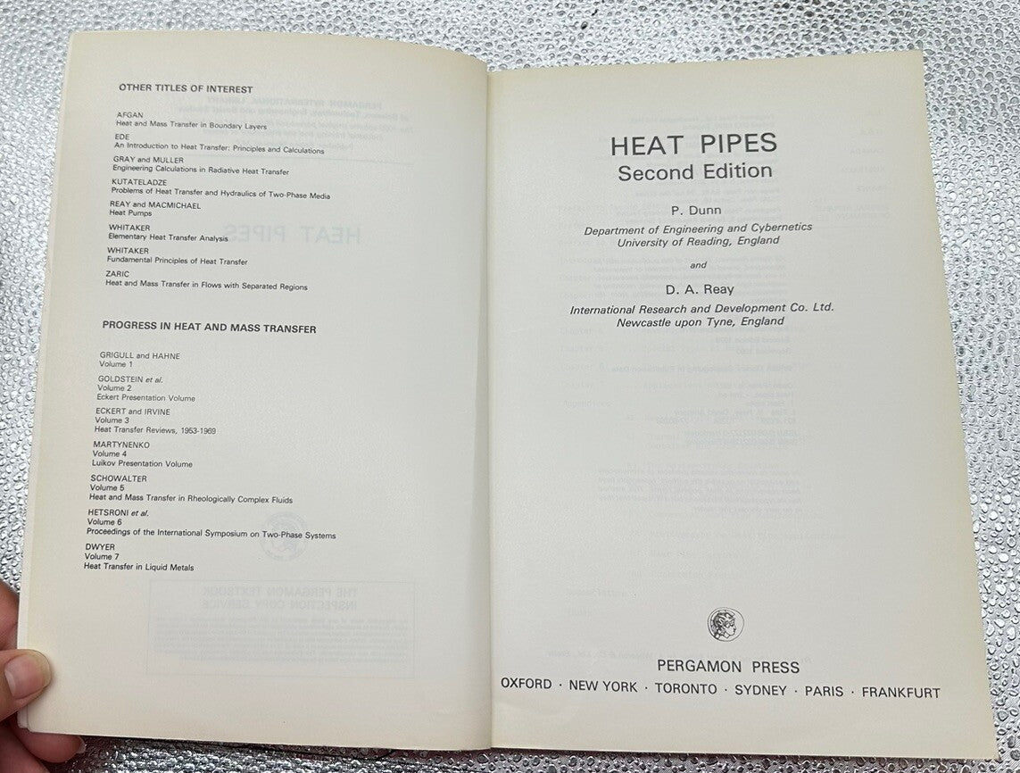 Heat Pipes 2nd Edition Textbook By P.Dunn D.Reay In Good Condition