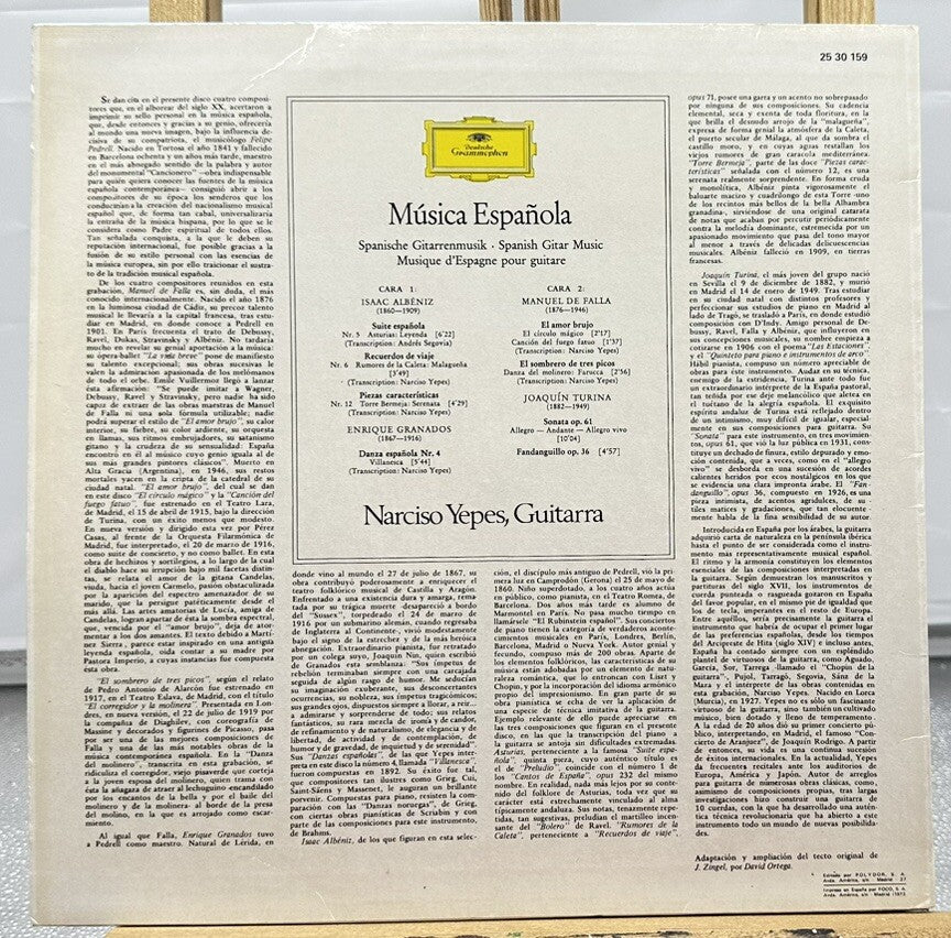 Narciso Yepes Musica Espanola - Vinyl Record In Good Condition