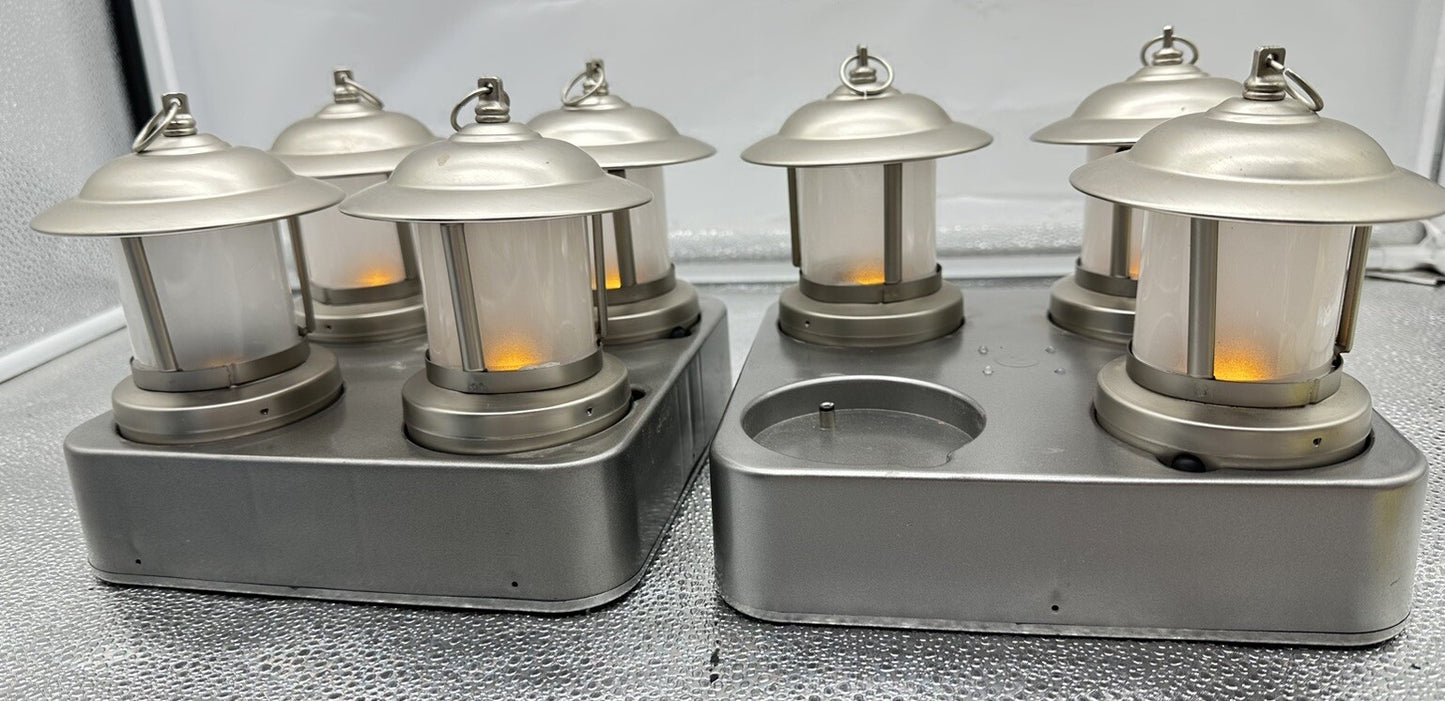 Seven Click Metal Fire Style Lantern Portable lights With Power Supply & Base
