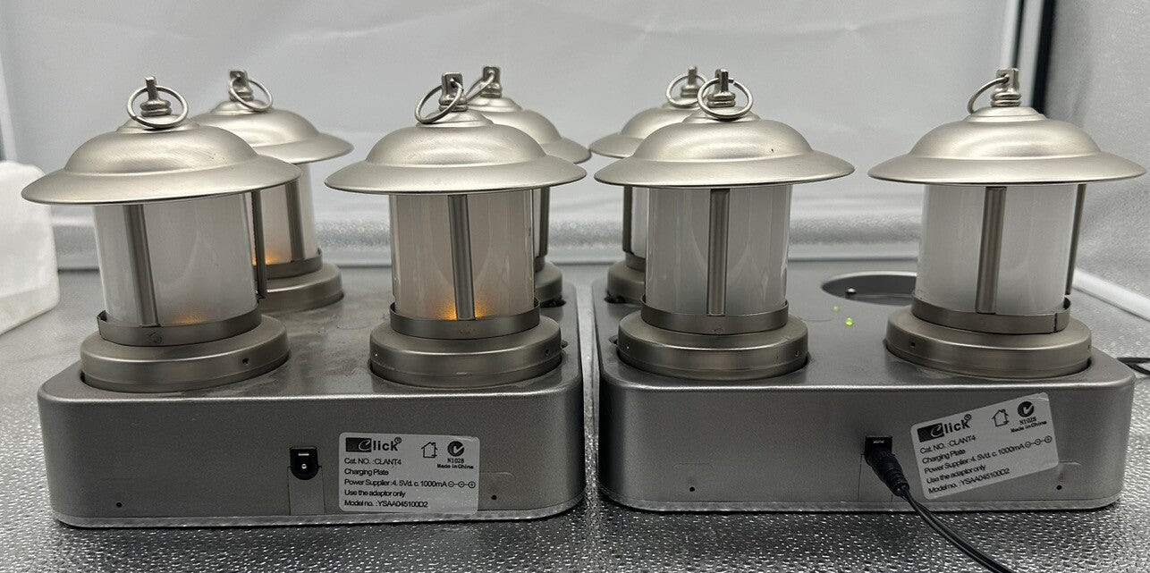 Seven Click Metal Fire Style Lantern Portable lights With Power Supply & Base