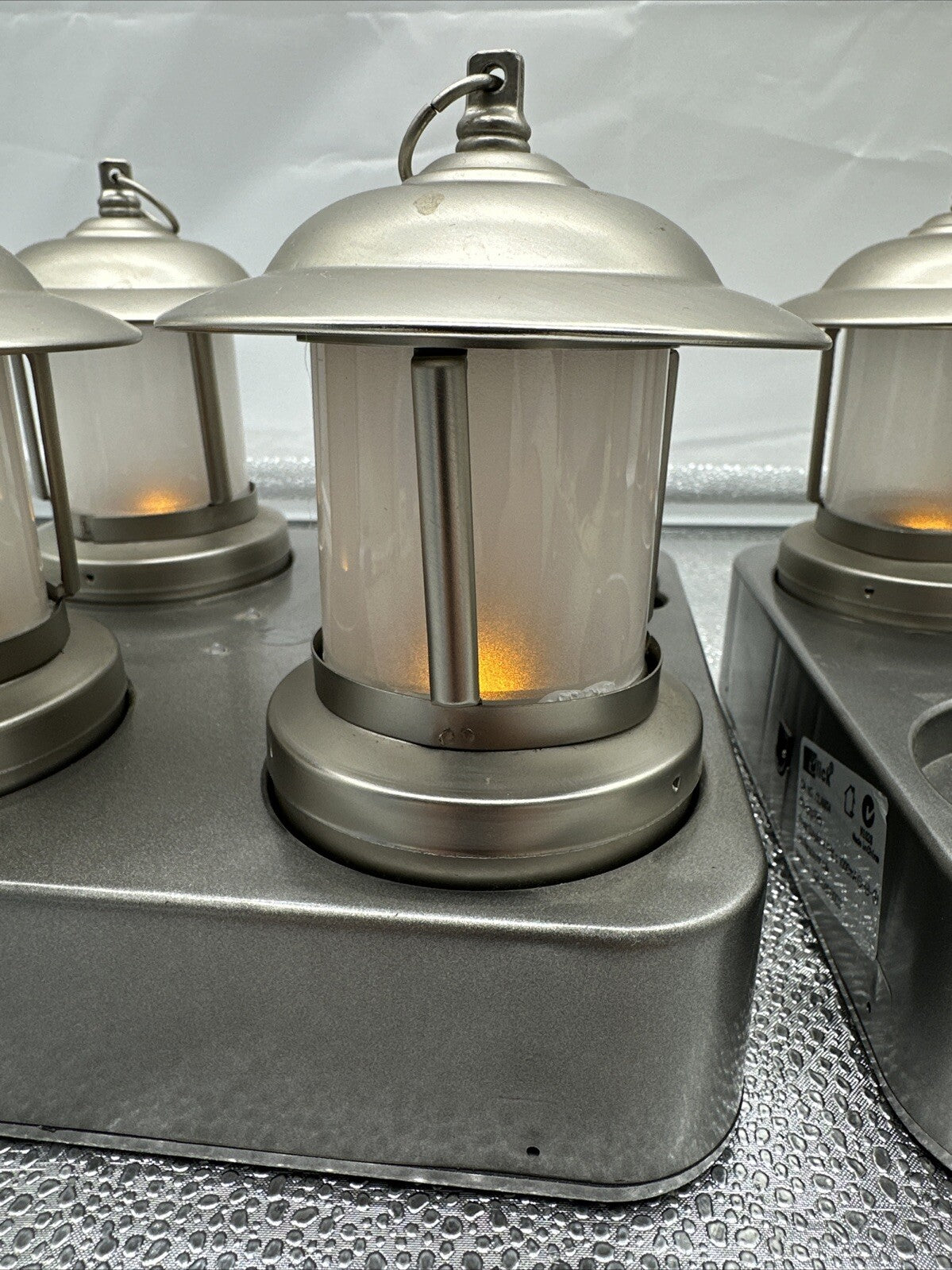 Seven Click Metal Fire Style Lantern Portable lights With Power Supply & Base