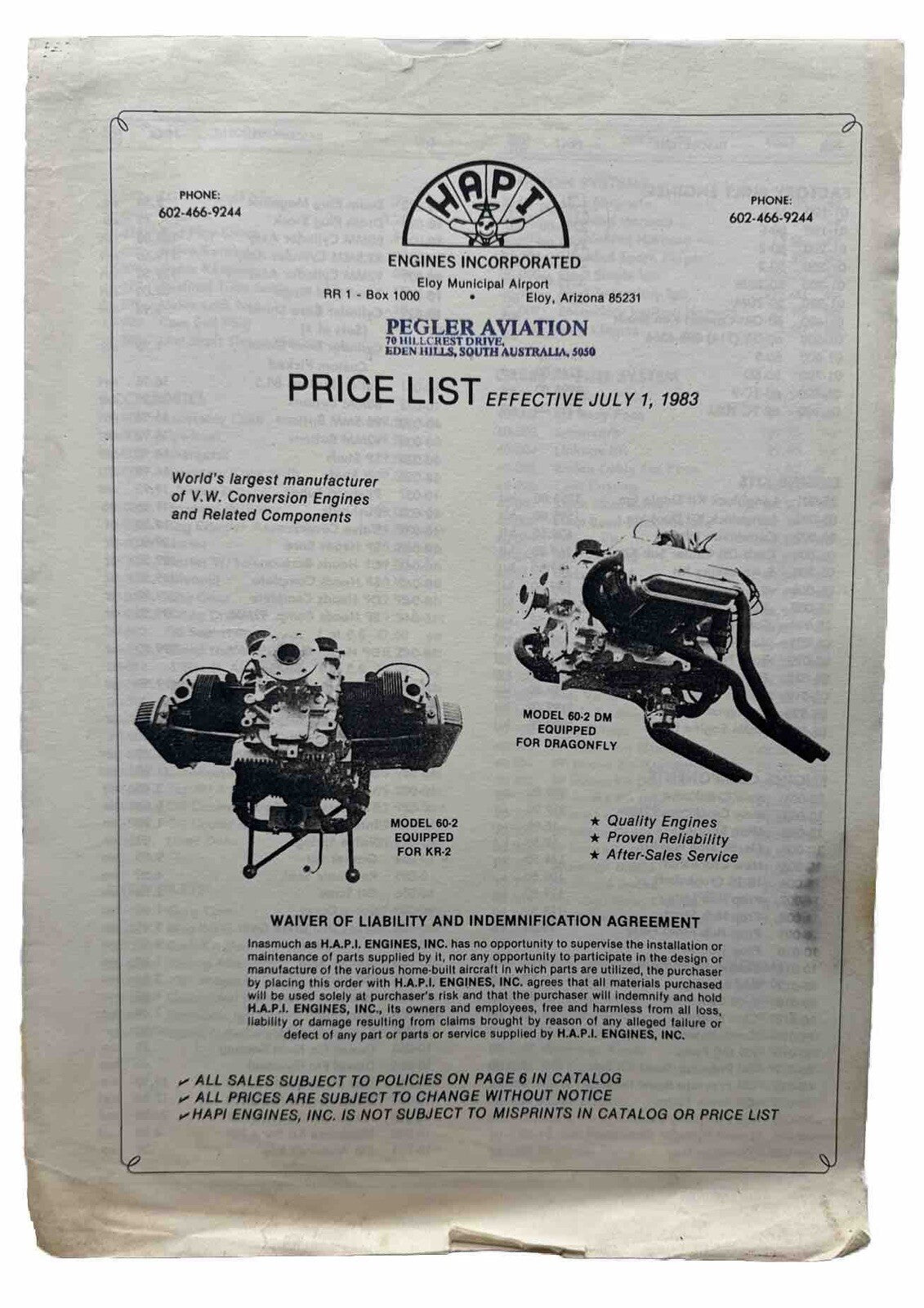 Hapi Engines Inc Magazine - In Ok Condition