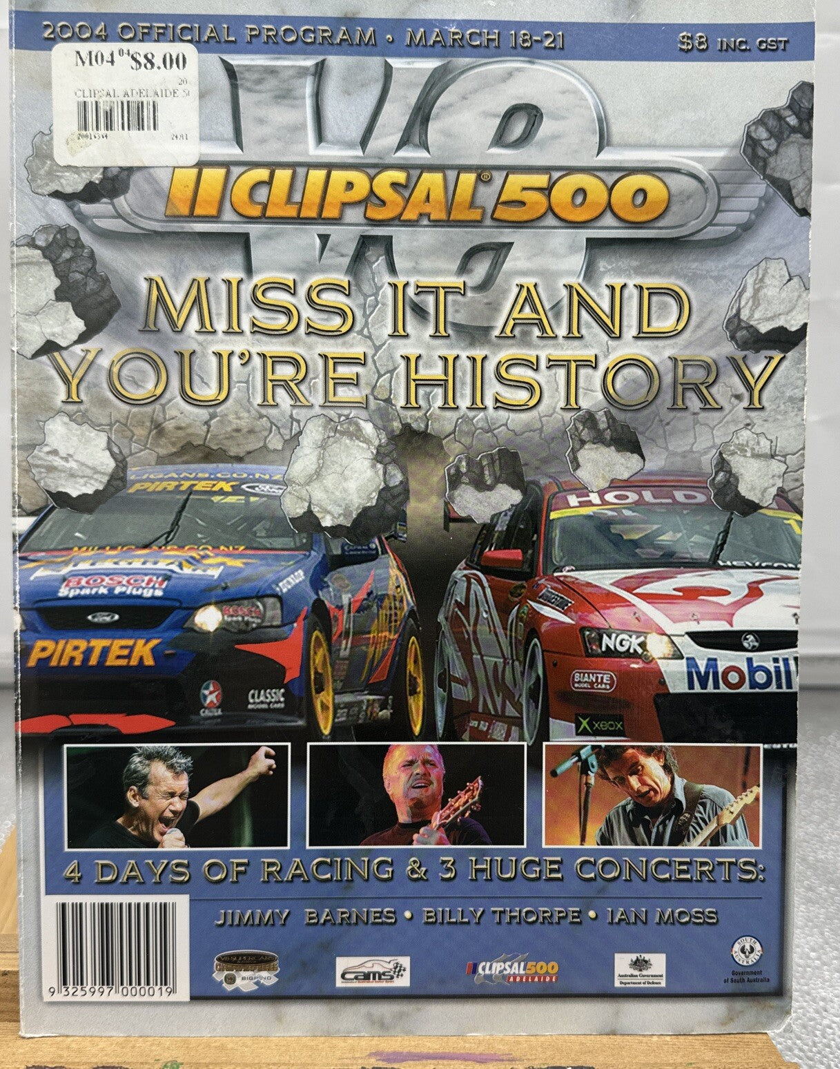 V8 Supercars Clipsal 500 Adelaide Official Program 2004 Magazine Good Condition
