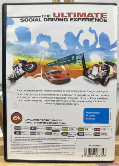 Burnout Paradise The Ultimate Box PC Game Complete In Good Condition 6017