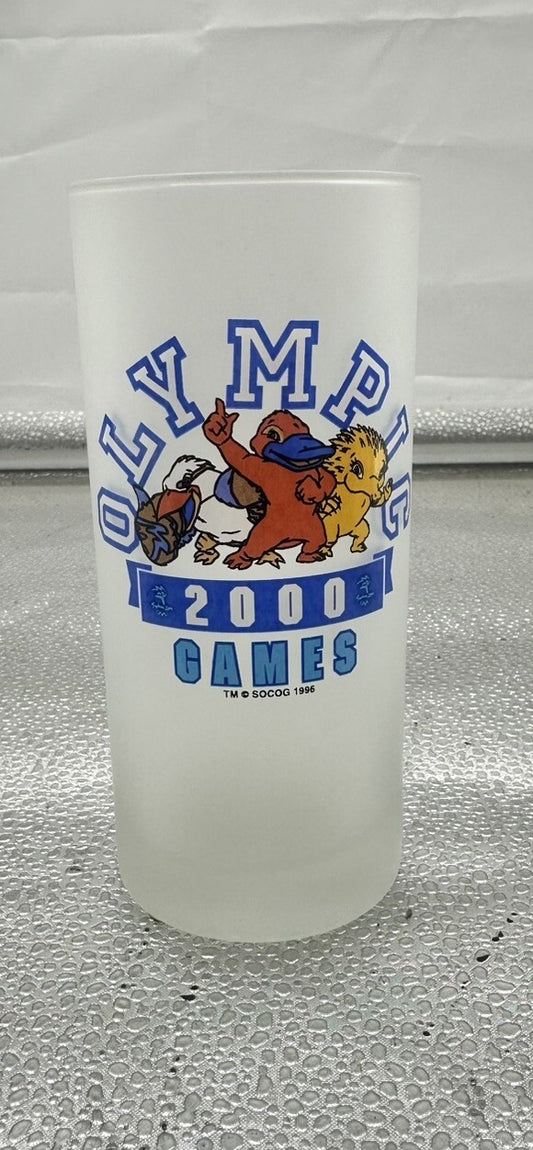 SYDNEY 2000 OLYMPIC GAMES FROSTED GLASS TUMBLER RARE COLLECTABLE