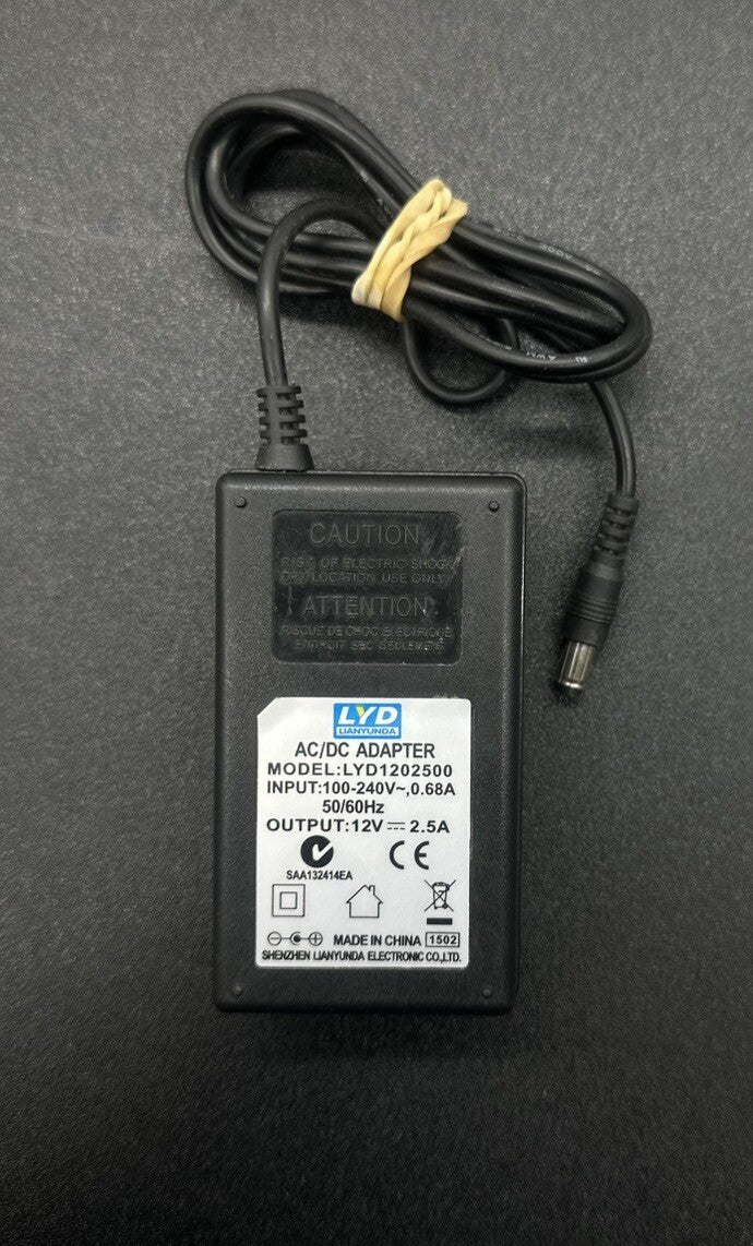 Lianyunda Power Supply Adapter Model LYD1202500 -12v 2.5A In Good Condition 6612