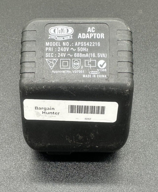 TuMi AC ADAPTOR Model APS542216 OUTPUT 24v 688mA In Good Condition 4912
