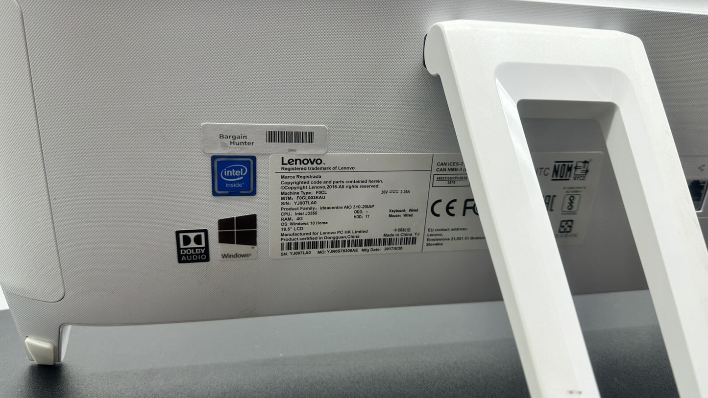 Lenovo C20-00 Intel N3050 2GHz 4GB RAM 465GB HDD 19.5" LED Needs Windows