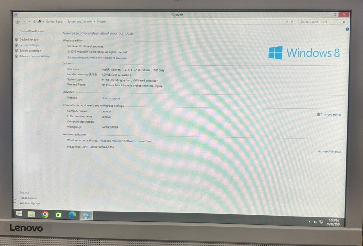 Lenovo C20-00 Intel N3050 2GHz 4GB RAM 465GB HDD 19.5" LED Needs Windows