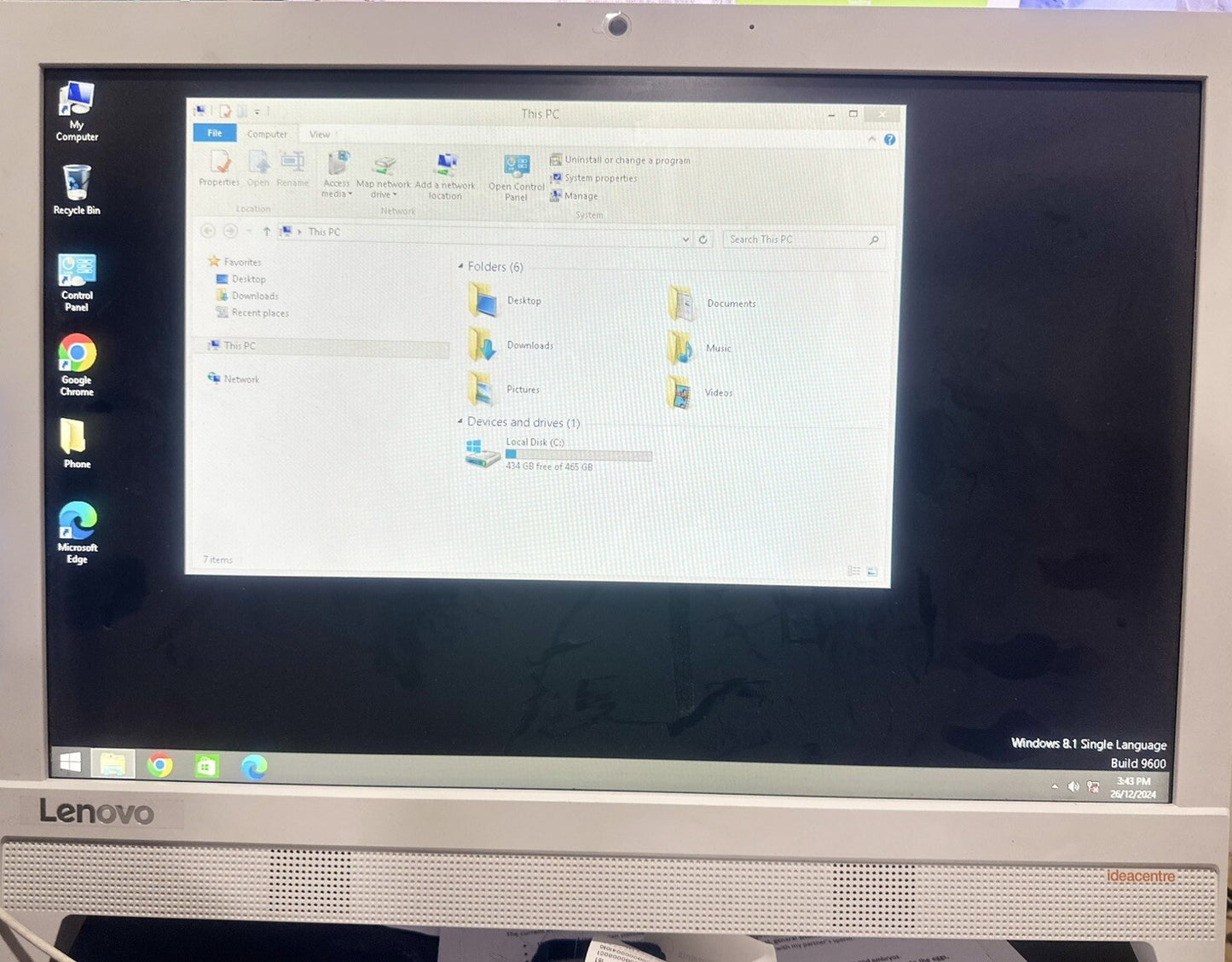 Lenovo C20-00 Intel N3050 2GHz 4GB RAM 465GB HDD 19.5" LED Needs Windows