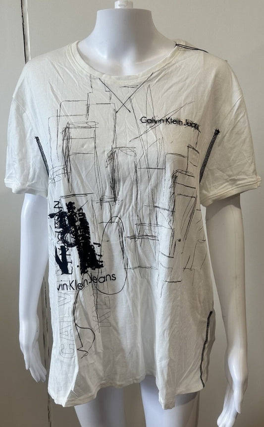 Calvin Klein Jeans XX-Large White Short Sleeve Shirt New With Tags 3447