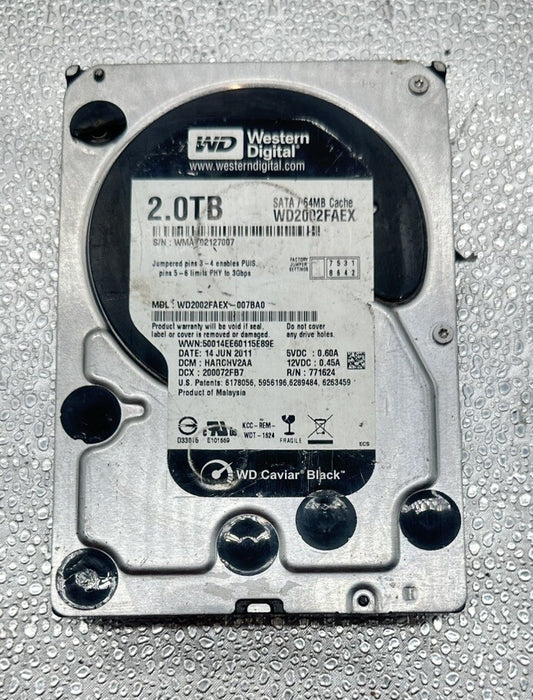 Western Digital 2TB SATA/64MB WD2002FAEX-007BA0 In Good Condition  8348