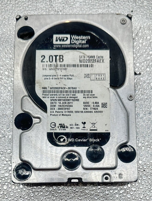 Western Digital 2TB SATA/64MB WD2002FAEX-007BA0 In Good Condition  8348