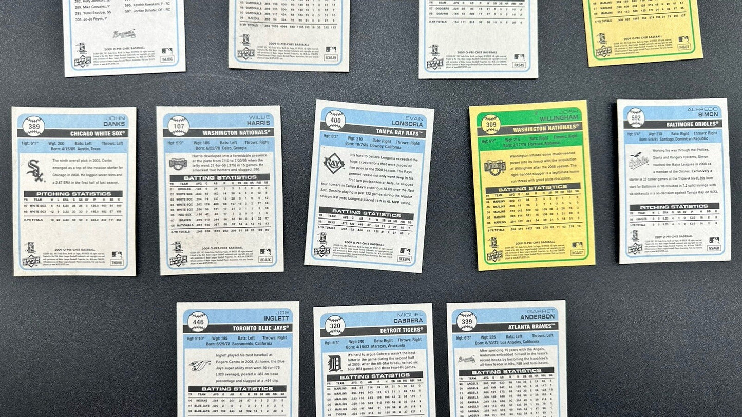 12 X O Pee Chee Baseball Cards 2009 Collection In Good Condition