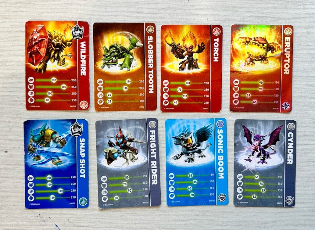 8 X Skylanders Giants Cards 2014 Collection In OK Condition