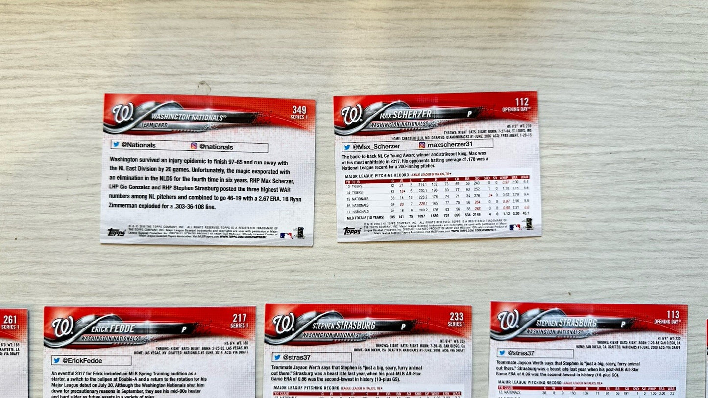 11 X Washington Nationals Topps Baseball Cards 2018 Collection In Good Cond 4181