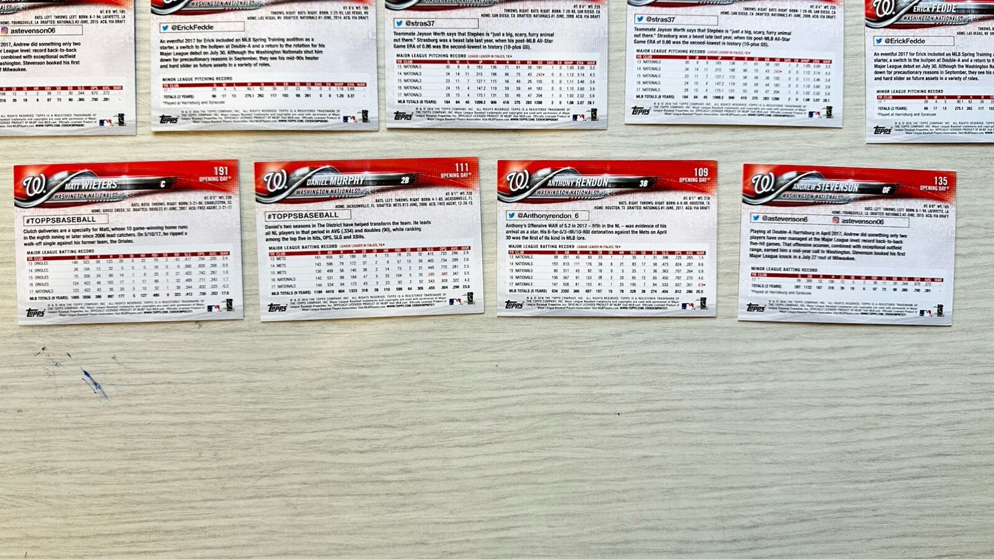 11 X Washington Nationals Topps Baseball Cards 2018 Collection In Good Cond 4181