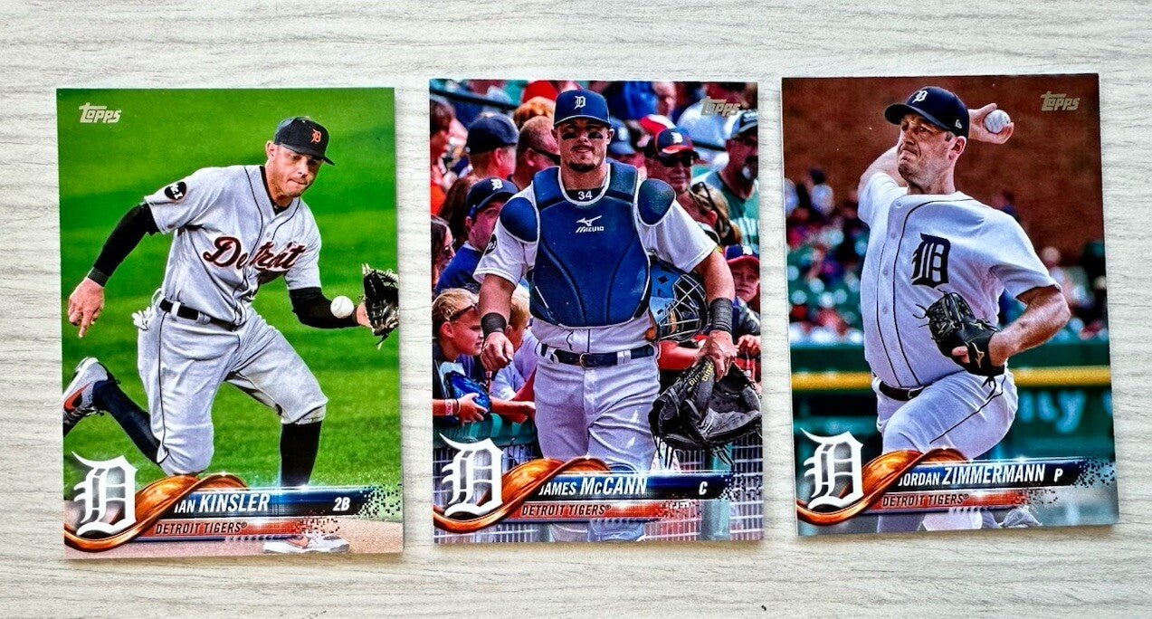 3 X Detroit Tigers Topps Baseball Cards 2018 Collection In Good Condition 4181