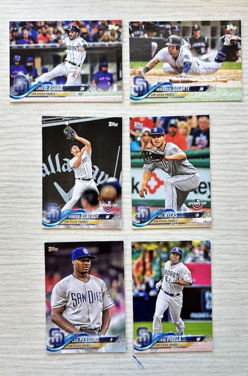 6 X San Diego Padres Topps Baseball Cards 2018 Collection In Good Condition 4181