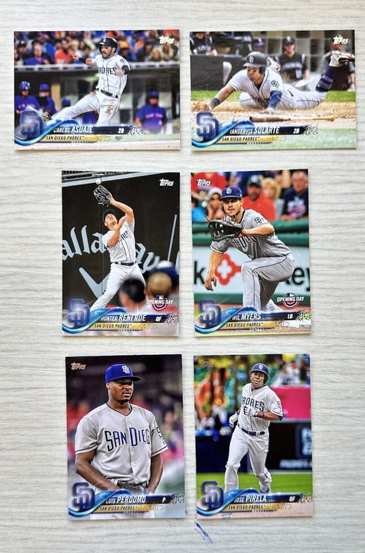 6 X San Diego Padres Topps Baseball Cards 2018 Collection In Good Condition 4181