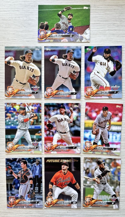 10 X San Francisco Giants Topps Baseball Cards 2018 Collection In Good Cond 4181