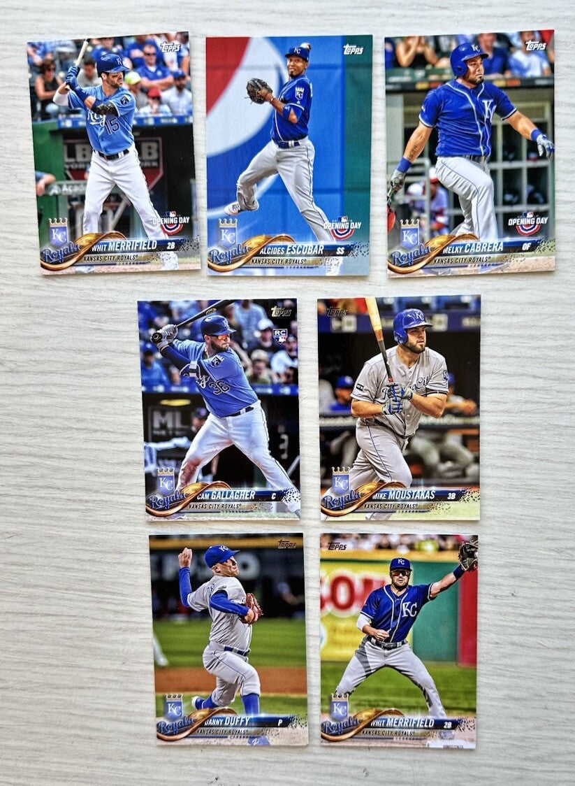 7 X Kansas City Royals Topps Baseball Cards 2018 Collection In Good Cond 4181