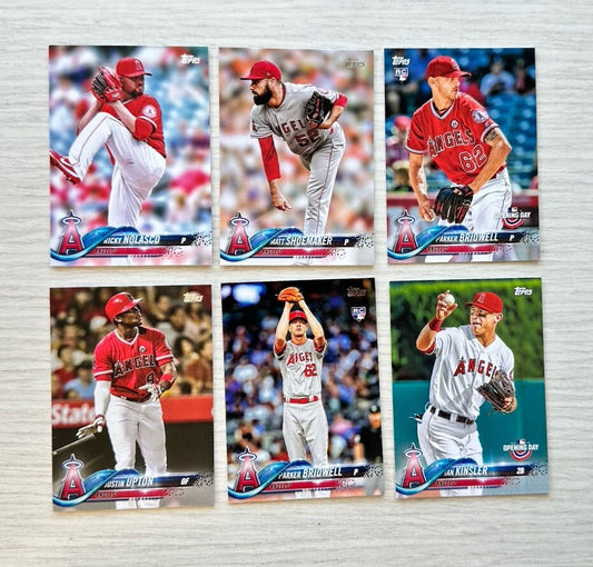 6 X Angels Topps Baseball Cards 2018 Collection In Good Condition 4181
