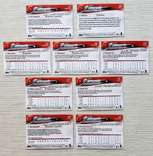 9 X Cleveland Indians Topps Baseball Cards 2018 Collection Good Condition 4181