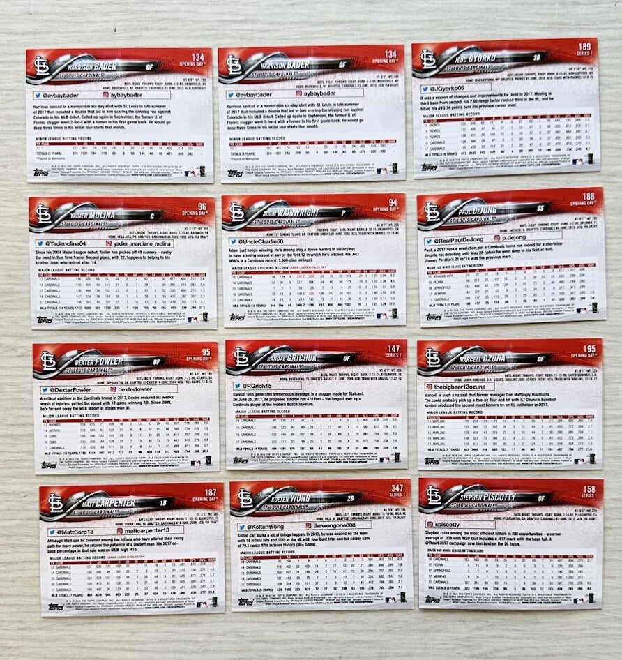 12 X St. Louis Cardinals Topps Baseball Cards 2018 Collection In Good Cond 4181