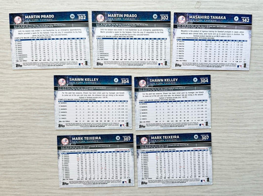 7 X New York Yankees Topps Baseball Cards 2015 Collection In Good Cond 4175