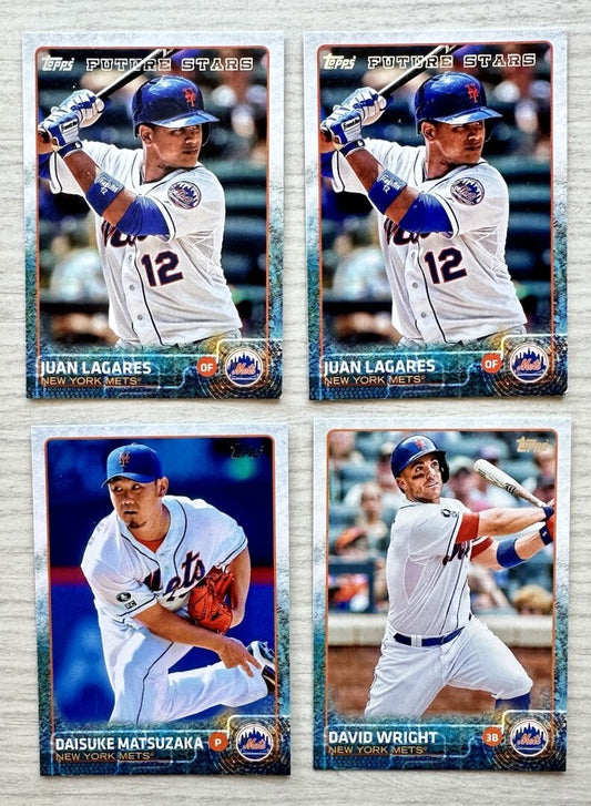 4 X New York Mets Topps Baseball Cards 2015 Collection In Good Cond 4175