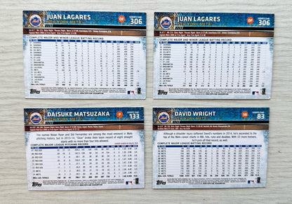 4 X New York Mets Topps Baseball Cards 2015 Collection In Good Cond 4175