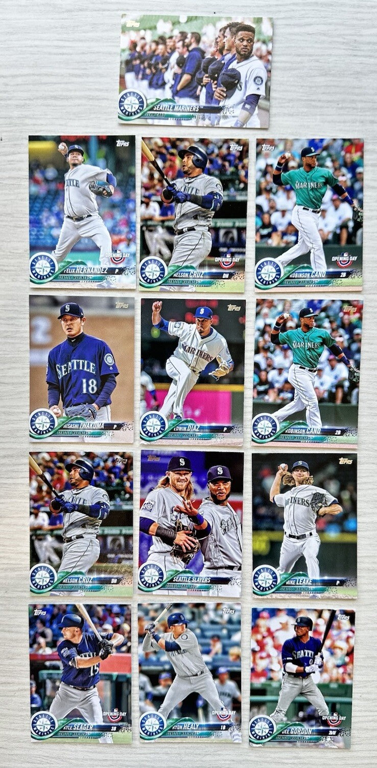 13 X Seattle Mariners Topps Baseball Cards 2018 Collection Good Condition 4181