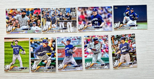 9 X Milwaukee Brewers Topps Baseball Cards 2018 Collection In Good Cond 4181