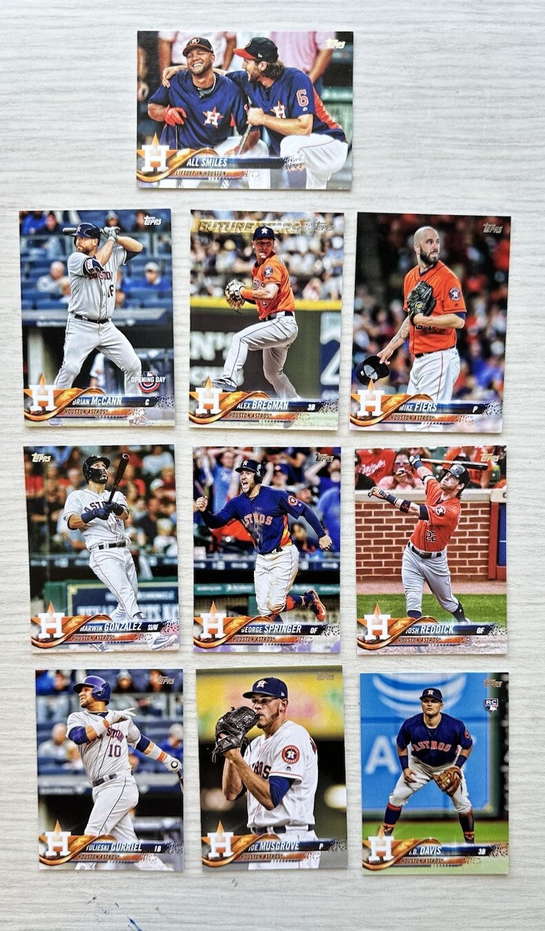 10 X Houston Astros Topps Baseball Cards 2018 Collection In Good Cond 4181