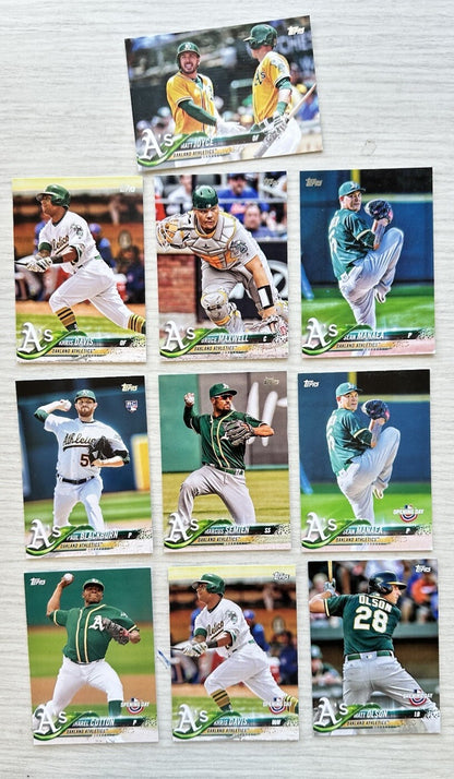 10 X Oakland Athletics Topps Baseball Cards 2018 Collection In Good Cond 4181
