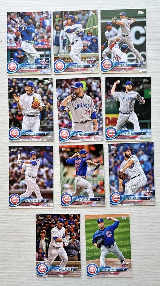 11 X Chicago Cubs Topps Baseball Cards 2018 Collection In Good Cond 4181