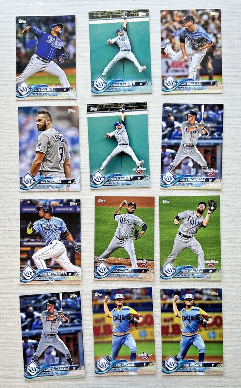 12 X Tampa Bay Rays Topps Baseball Cards 2018 Collection In Good Cond 4181