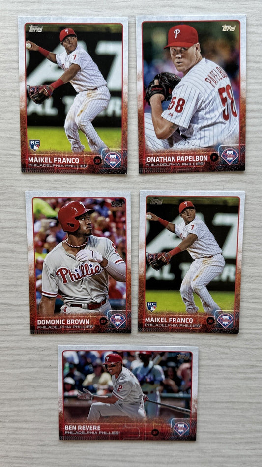 5 X Philadelphia Phillies Topps Baseball Cards 2015 Collection Good Cond 4178