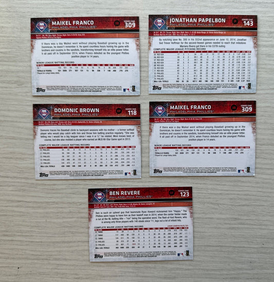 5 X Philadelphia Phillies Topps Baseball Cards 2015 Collection Good Cond 4178