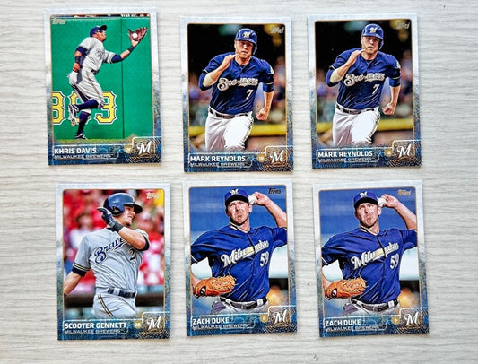 6 X Milwaukee Brewers Topps Baseball Cards 2015 Collection In Good Cond 4178