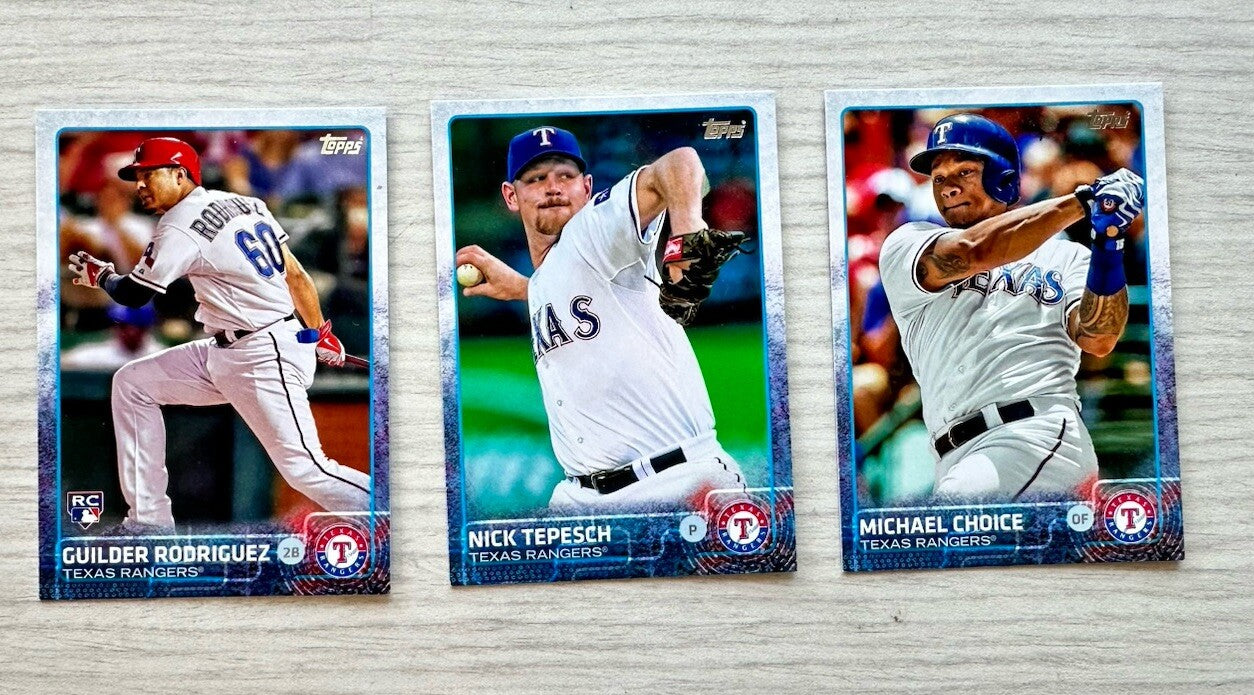 3 X Texas Rangers Topps Baseball Cards 2015 Collection In Good Cond 4178
