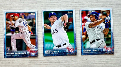 3 X Texas Rangers Topps Baseball Cards 2015 Collection In Good Cond 4178