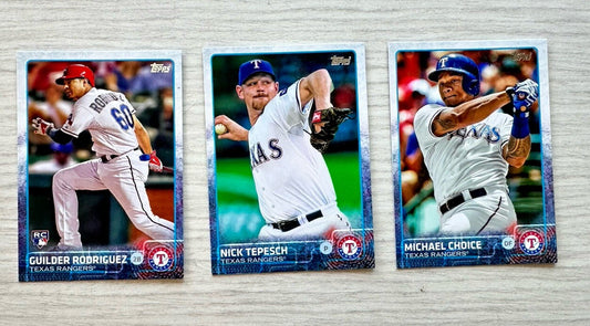 3 X Texas Rangers Topps Baseball Cards 2015 Collection In Good Cond 4178