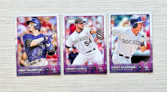 3 X Colorado Rockies Topps Baseball Cards 2015 Collection In Good Cond 4175
